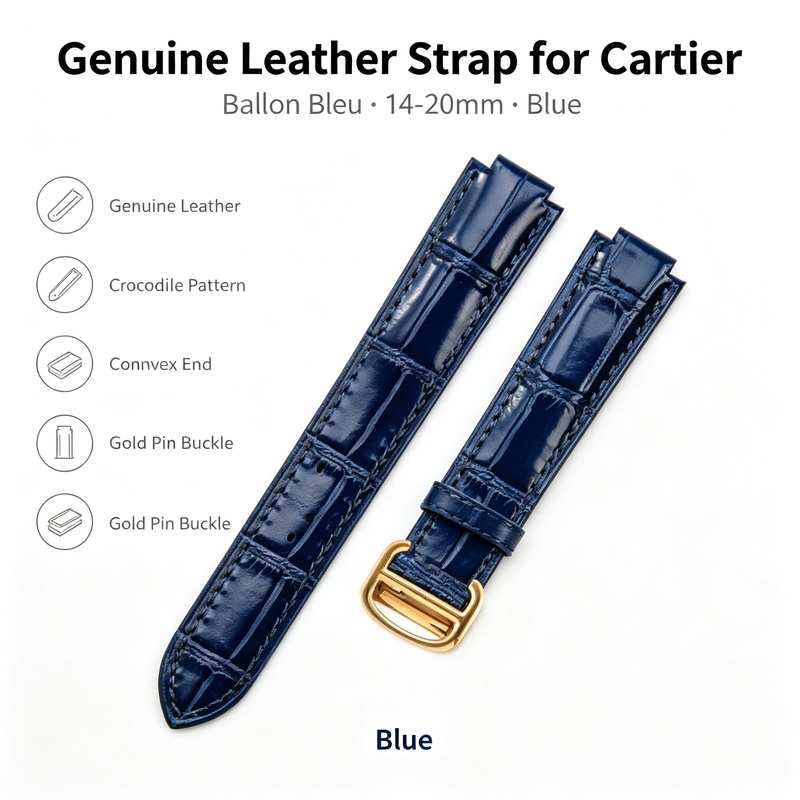 Cartier Watch Ballon Bleu - Tali Jam Tangan Kulit Asli 14-20mm