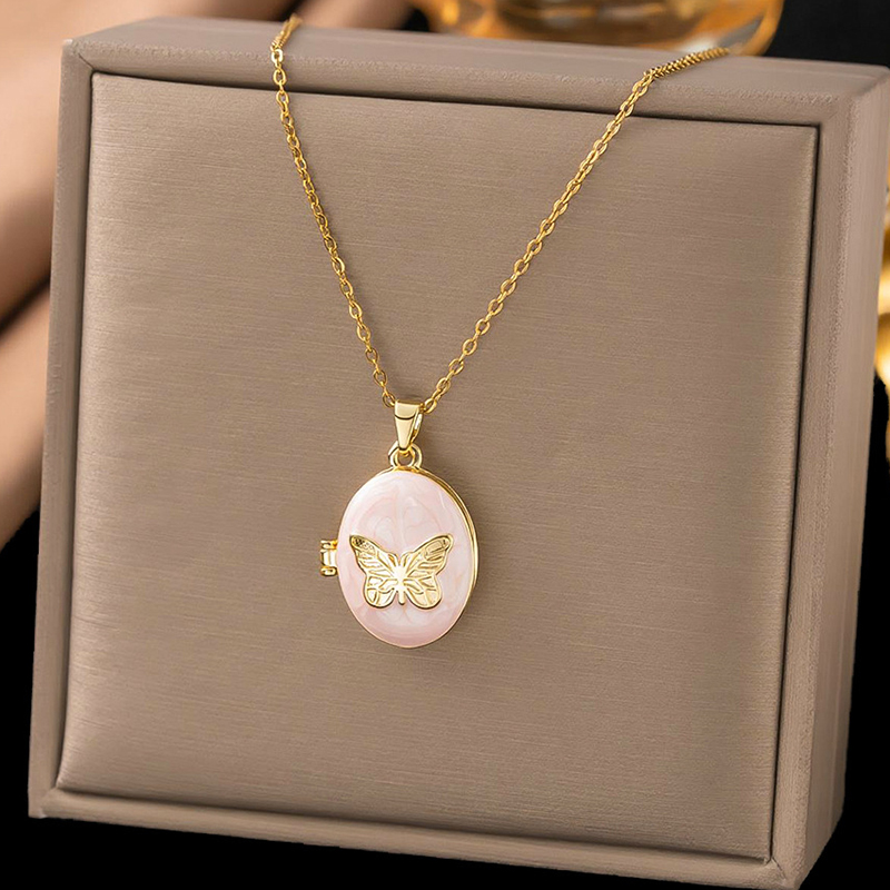 ANENJERY Kalung Liontin Geomet - Butterfly Clasp Deployant ulasan dan harga